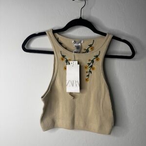 Zara Tank Top Embroidered with Flowers from their limitless contour collection